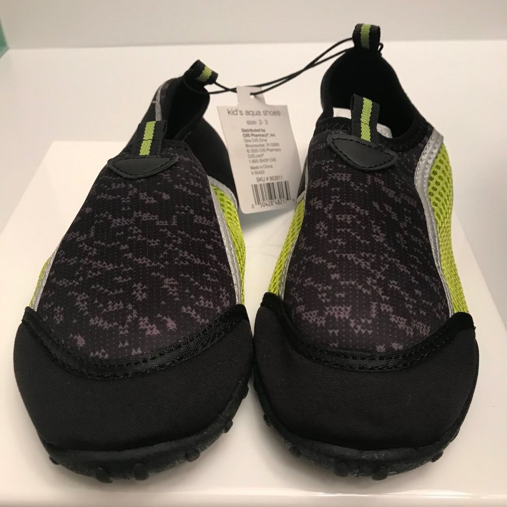 Kids SUN & SKY Aqua Socks Water Shoes~Size 2-3 Neon Green/Black - Picture 2 of 8
